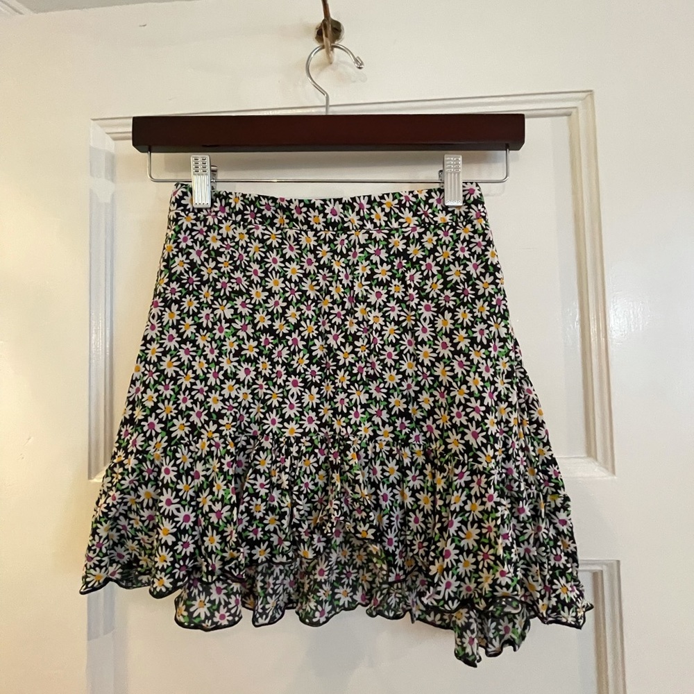 Zara Black Floral Print Mini Skirt